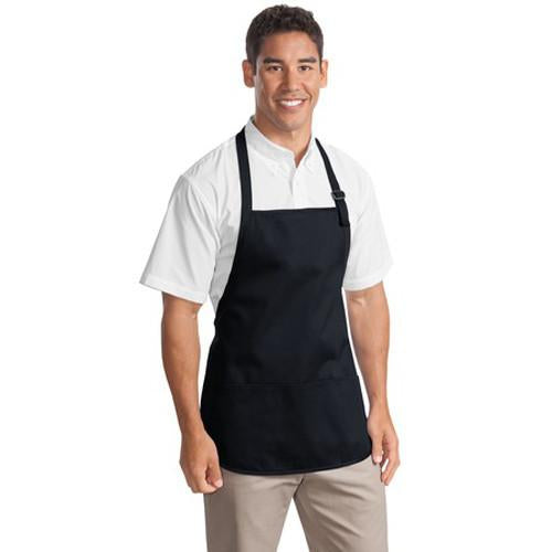 Port Authority Classic Navy Medium Length Apron with Pouch Pockets