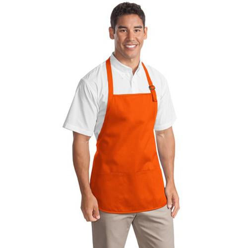 Port Authority Orange Medium Length Apron with Pouch Pockets