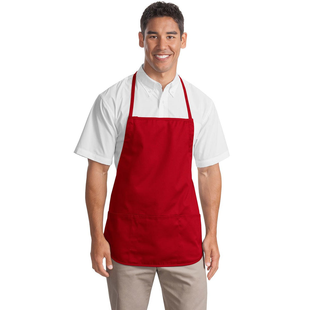 Port Authority Red Medium Length Apron