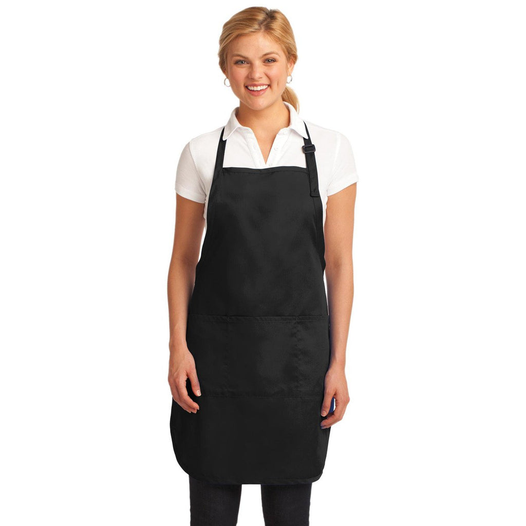 Port Authority Black Easy Care Full-Length Apron with Stain Release