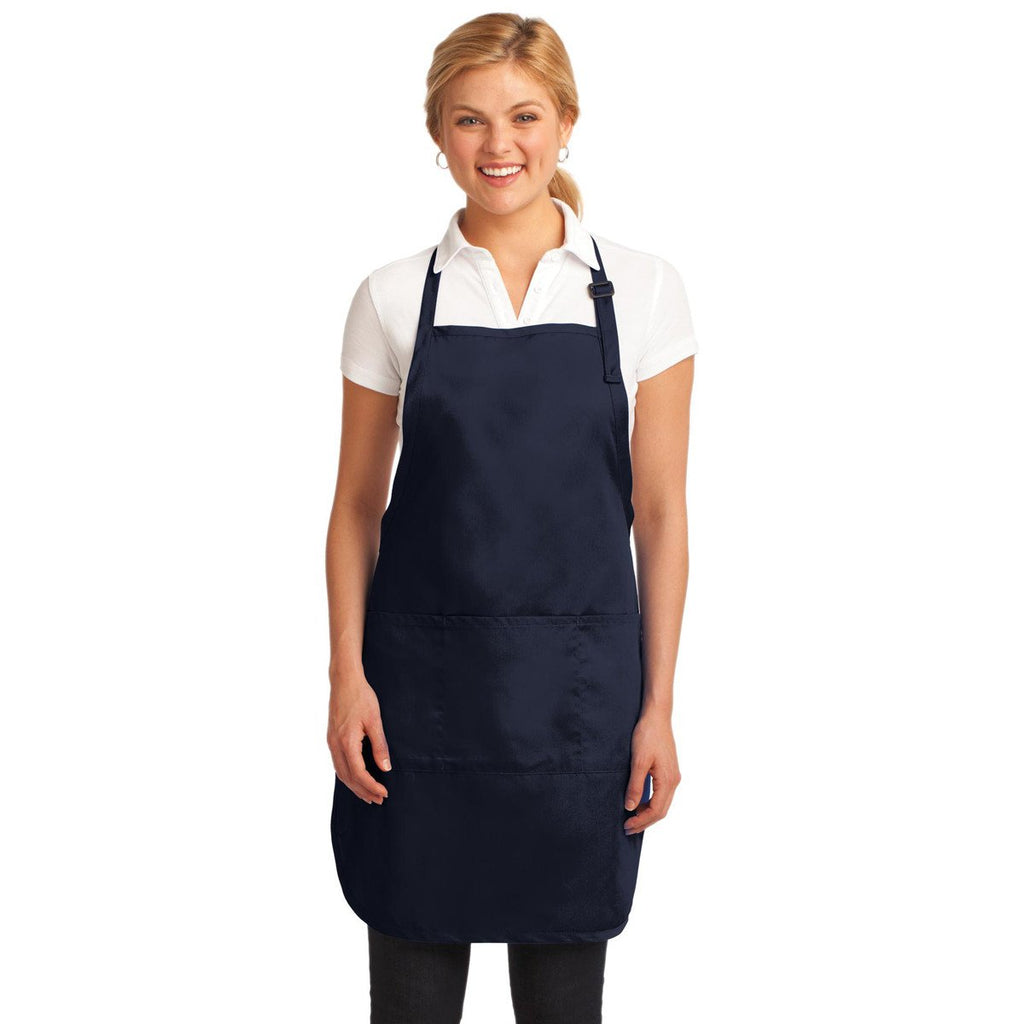 Port Authority Navy Easy Care Full-Length Apron with Stain Release