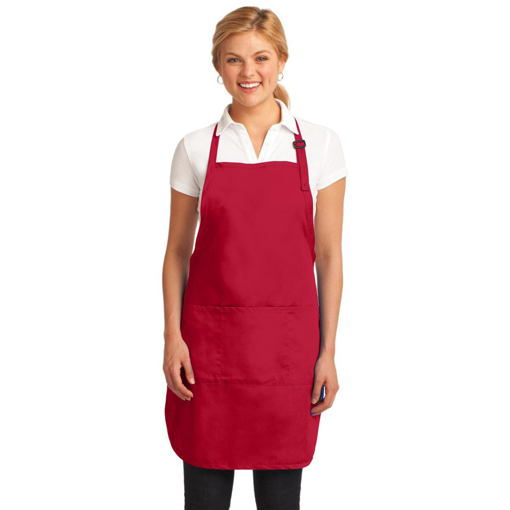 Port Authority Red Easy Care Full-Length Apron with Stain Release