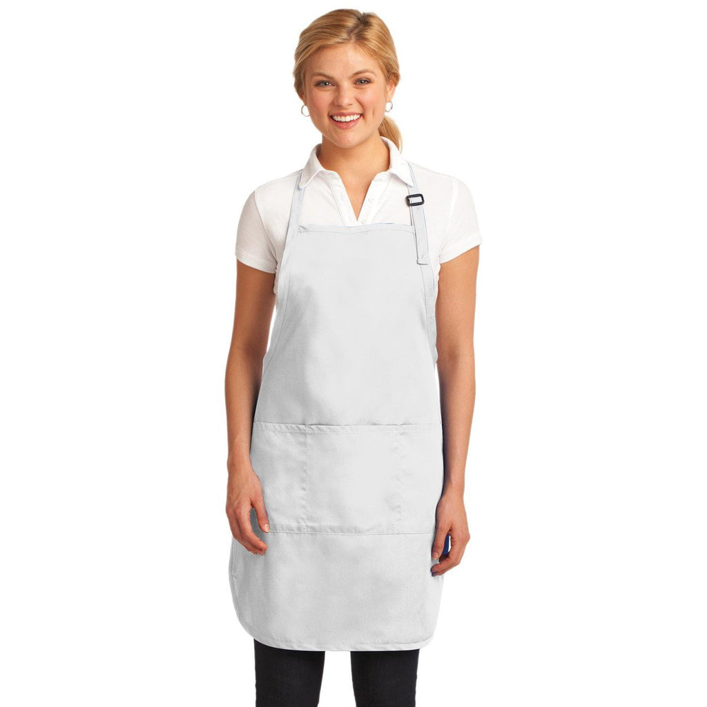 Port Authority White Easy Care Full-Length Apron with Stain Release