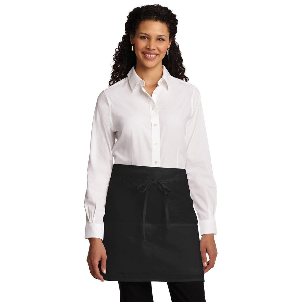 Port Authority Black Easy Care Half Bistro Apron with Stain Release