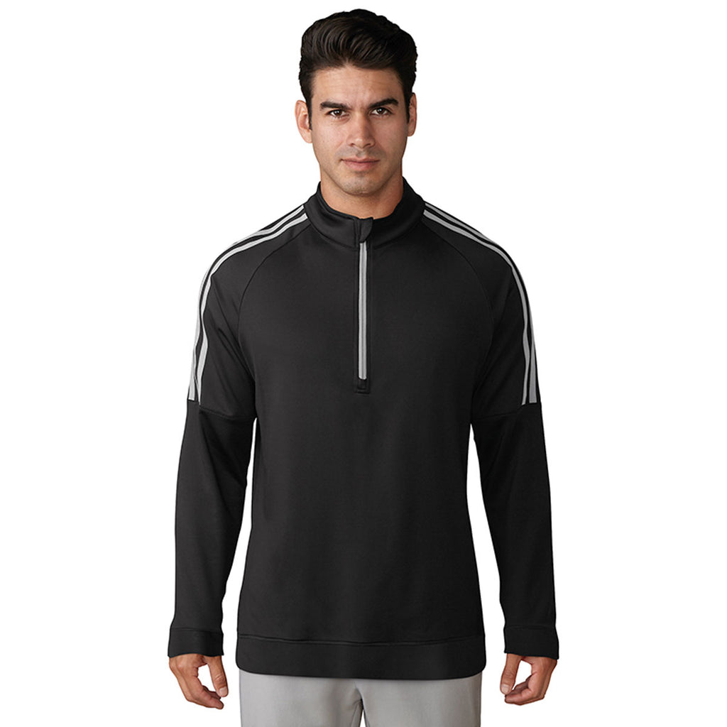 adidas Men's Black 3-Stripe Layering 1/4 Zip Top