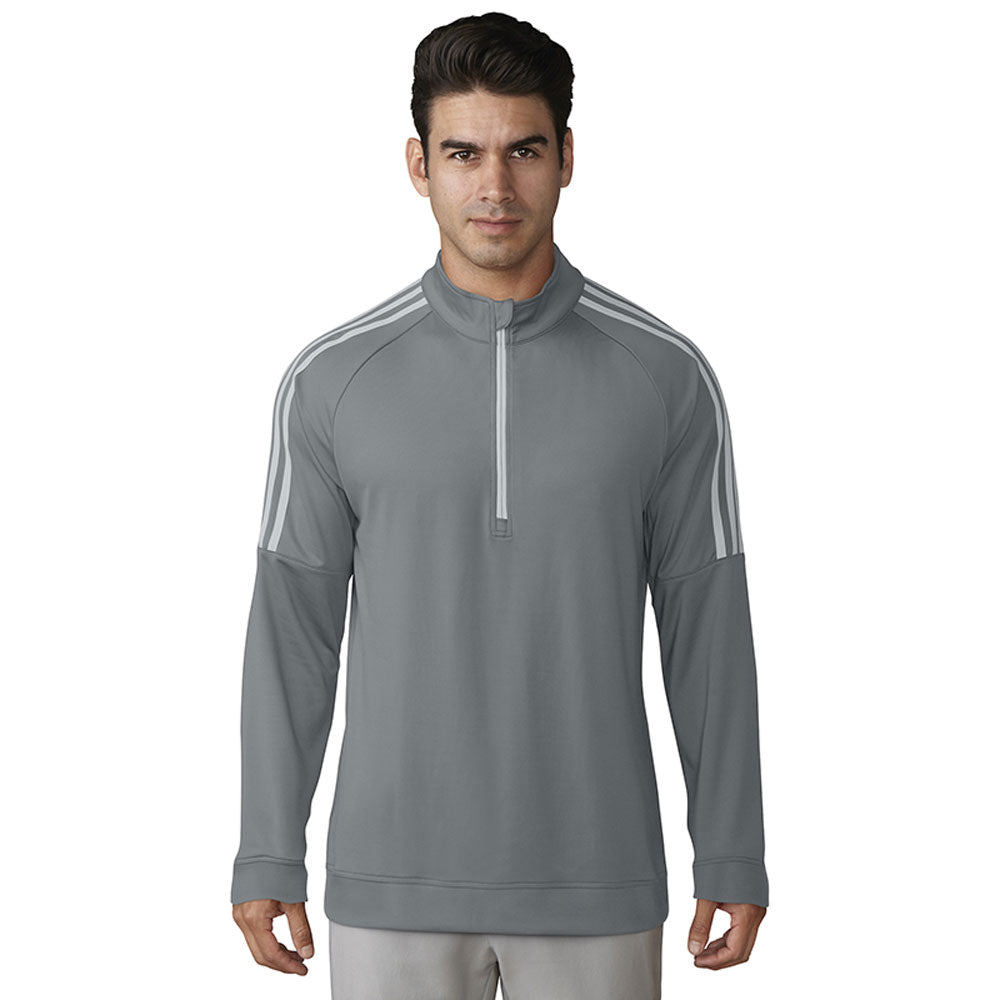 adidas Men's Grey 3-Stripe Layering 1/4 Zip Top