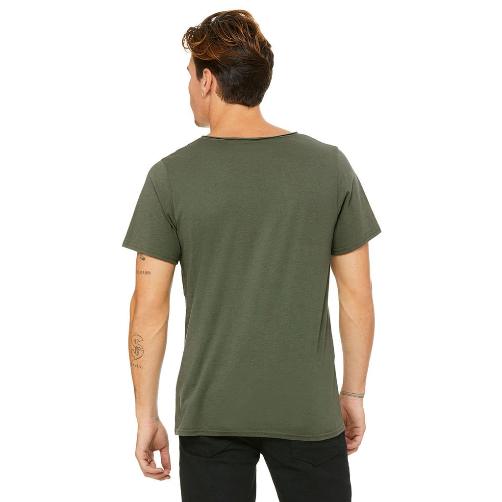 Bella + Canvas Men's Military Green Jersey Raw Neck T-Shirt