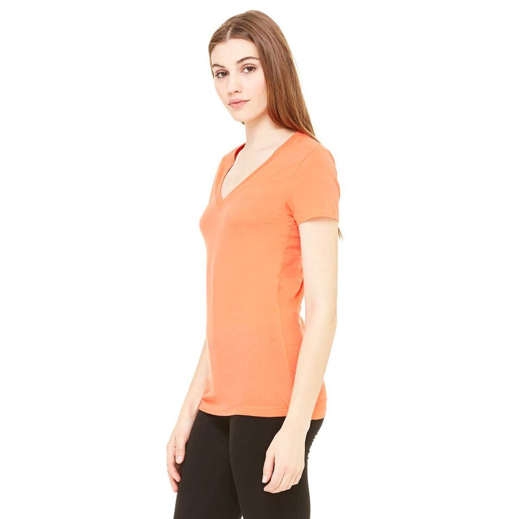 Bella + Canvas Women's Coral Jersey Short-Sleeve Deep V-Neck T-Shirt