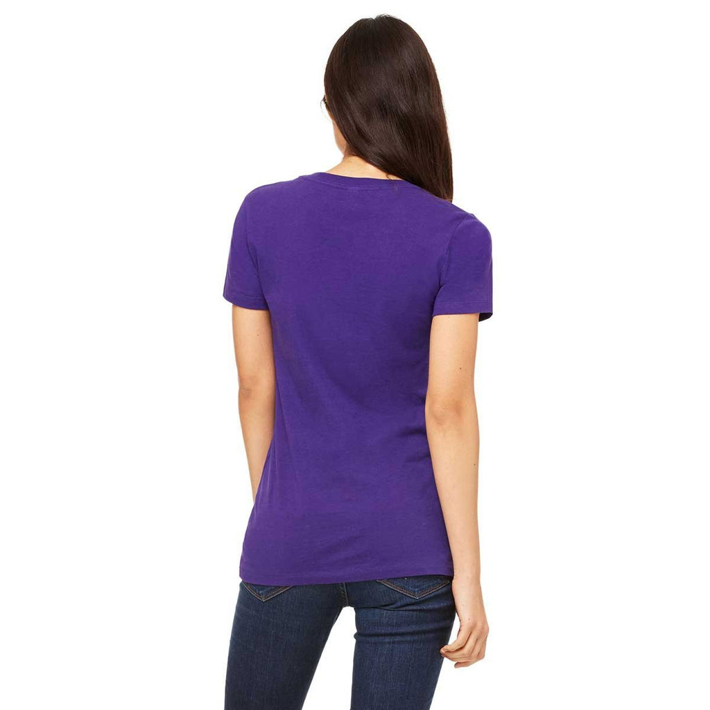 Bella + Canvas Women's Team Purple Jersey Short-Sleeve Deep V-Neck T-Shirt