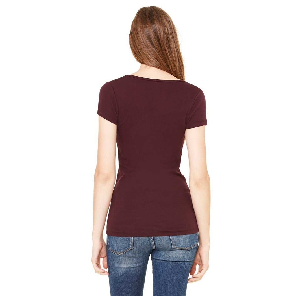 Bella + Canvas Women's Plum Sheer Mini Rib Short-Sleeve Scoop Neck T-Shirt