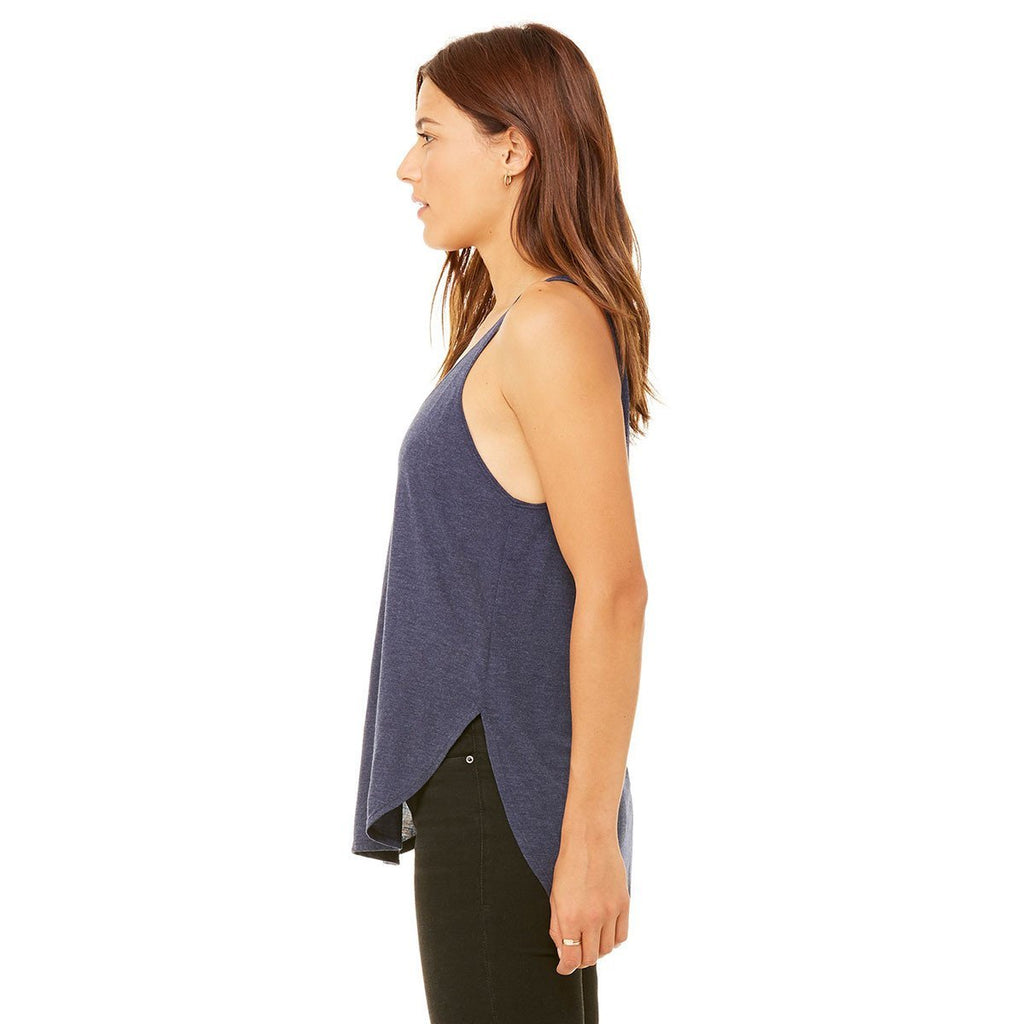 Bella + Canvas Women's Heather Navy Flowy Side Slit Tank