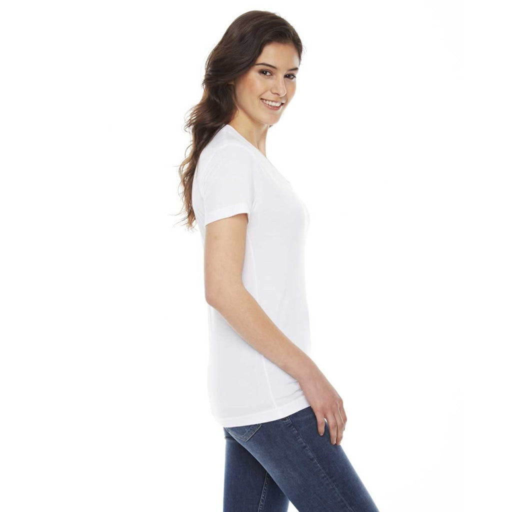 American Apparel Women's White Poly-Cotton Short-Sleeve Crewneck