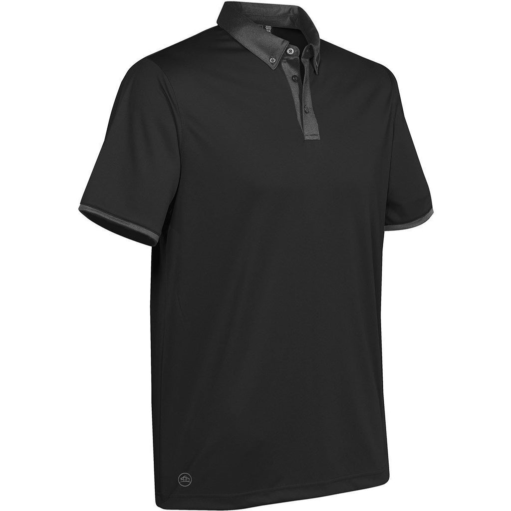 Stormtech Men's Black/Graphite Rhodes Button Collar Polo