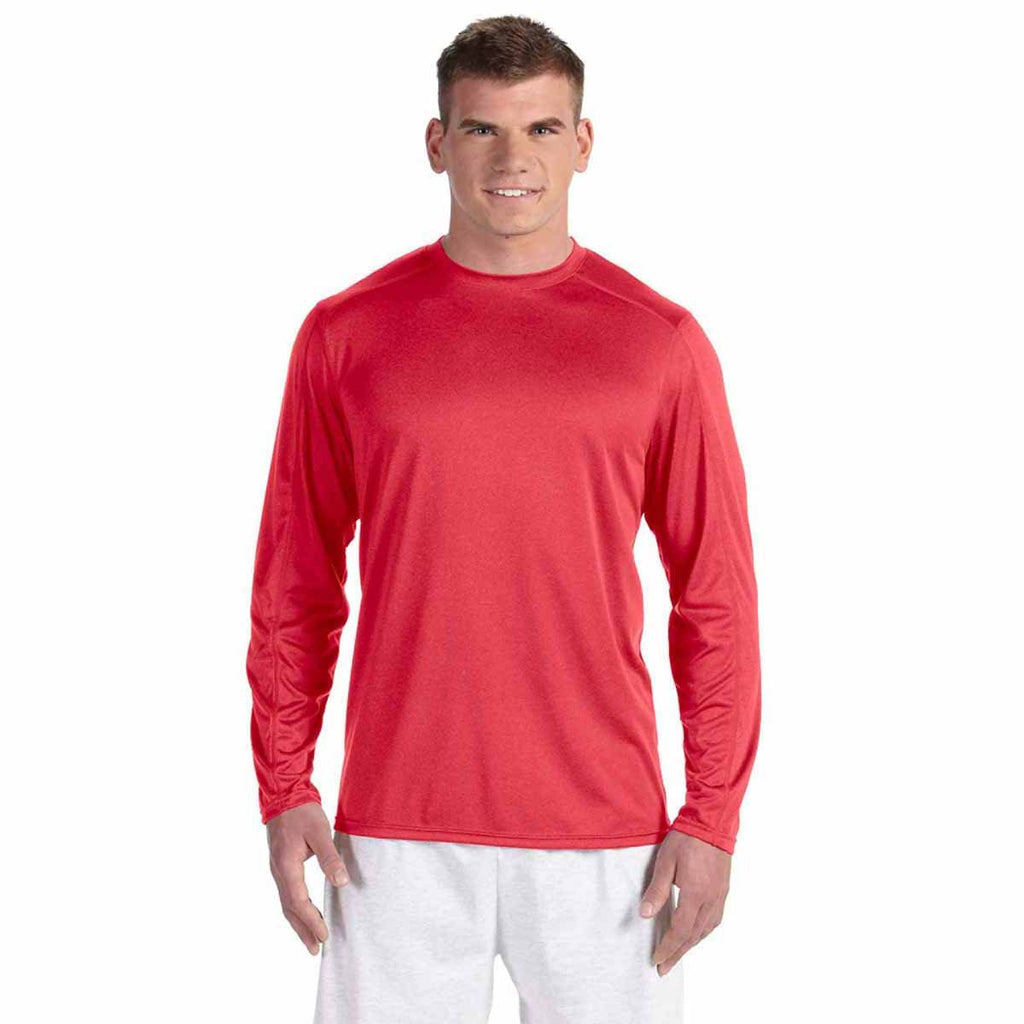 Champion Men's Scarlet Heather Vapor 4-Ounce Long-Sleeve T-Shirt