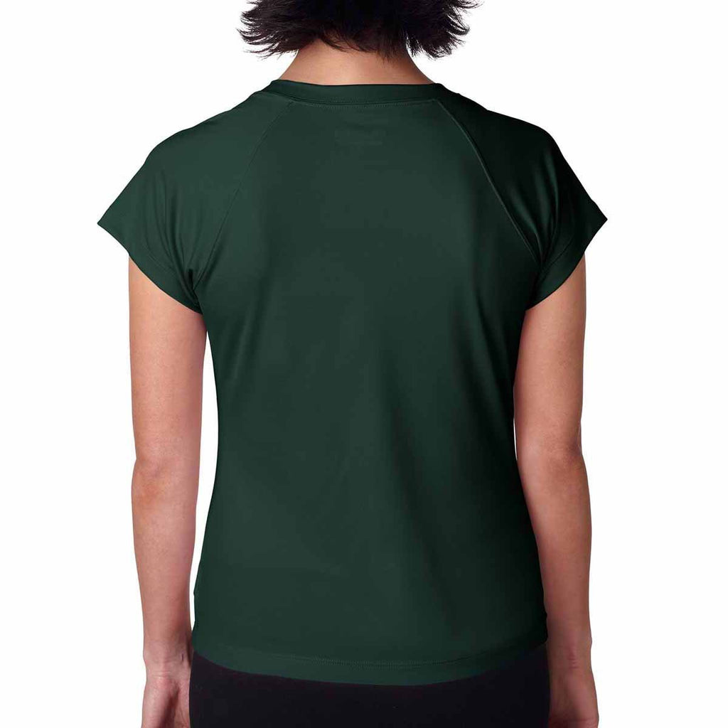 Champion Women's Dark Green Double Dry 4.1-Ounce V-Neck T-Shirt