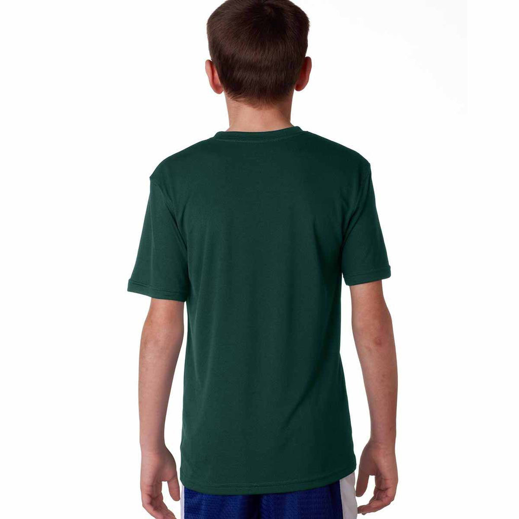 Champion Youth Dark Green Double Dry 4.1-Ounce Interlock T-Shirt
