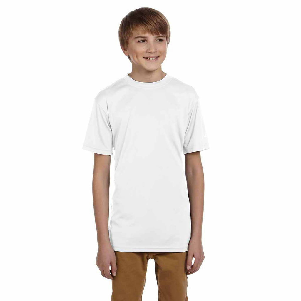Champion Youth White Double Dry 4.1-Ounce Interlock T-Shirt