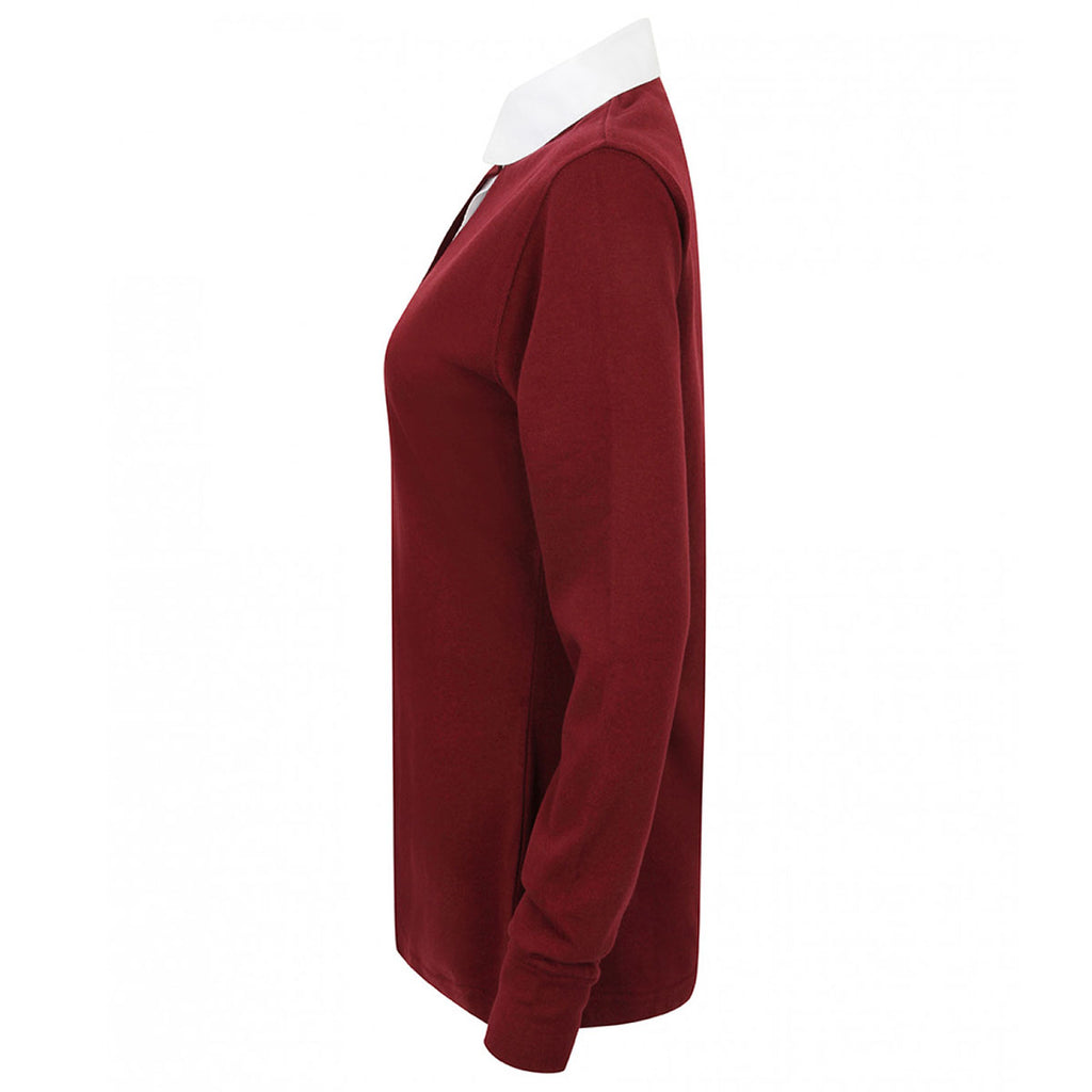 Front Row Women's Deep Burgundy/White Classic Rugby Shirt