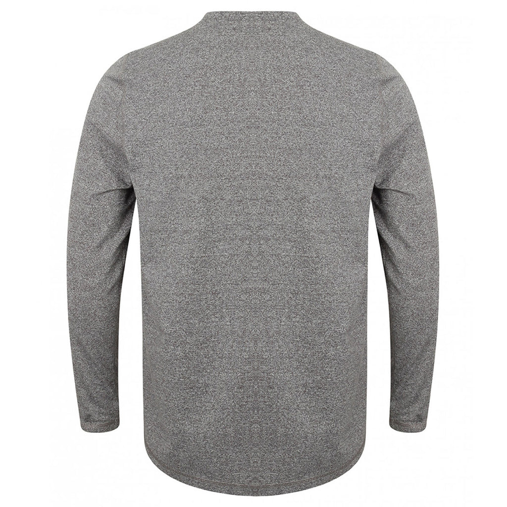 Front Row Men's Charcoal Marl Washed Long Sleeve Henley T-Shirt