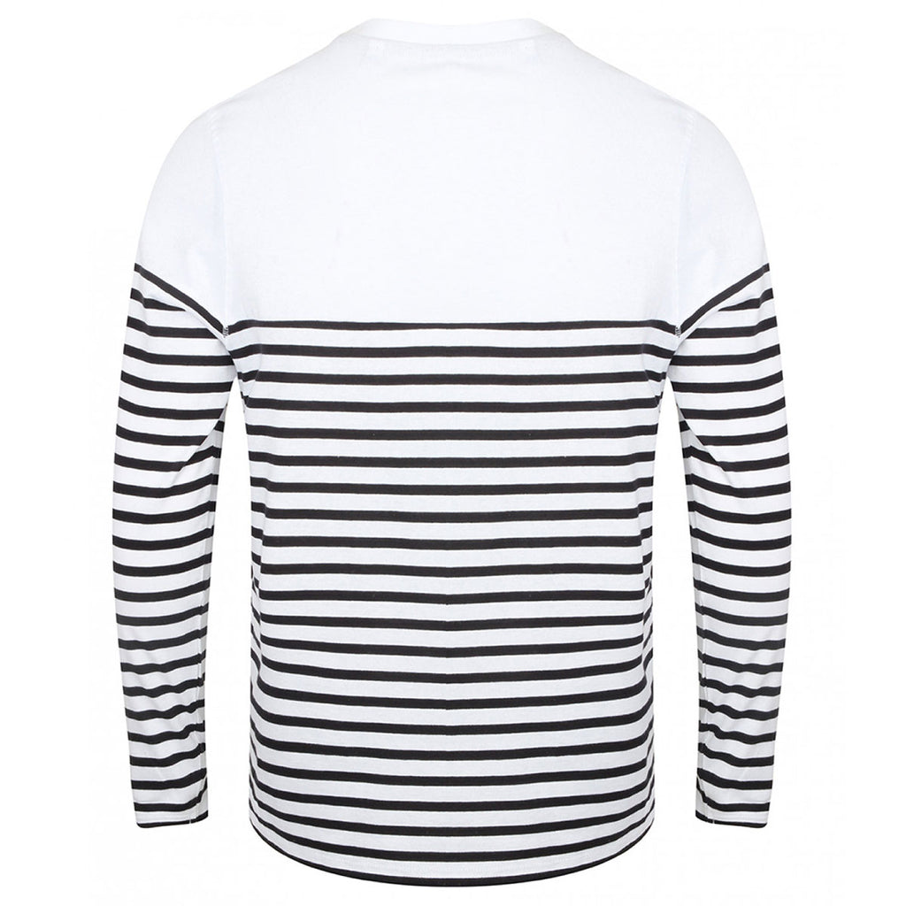 Front Row Men's White/Navy Long Sleeve Breton Stripe T-Shirt