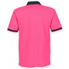 Front Row Men's Bright Pink/Navy Diagonal Stripe Cotton Pique Polo Shirt