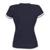 Front Row Women's Navy/White Diagonal Stripe Cotton Pique Polo Shirt