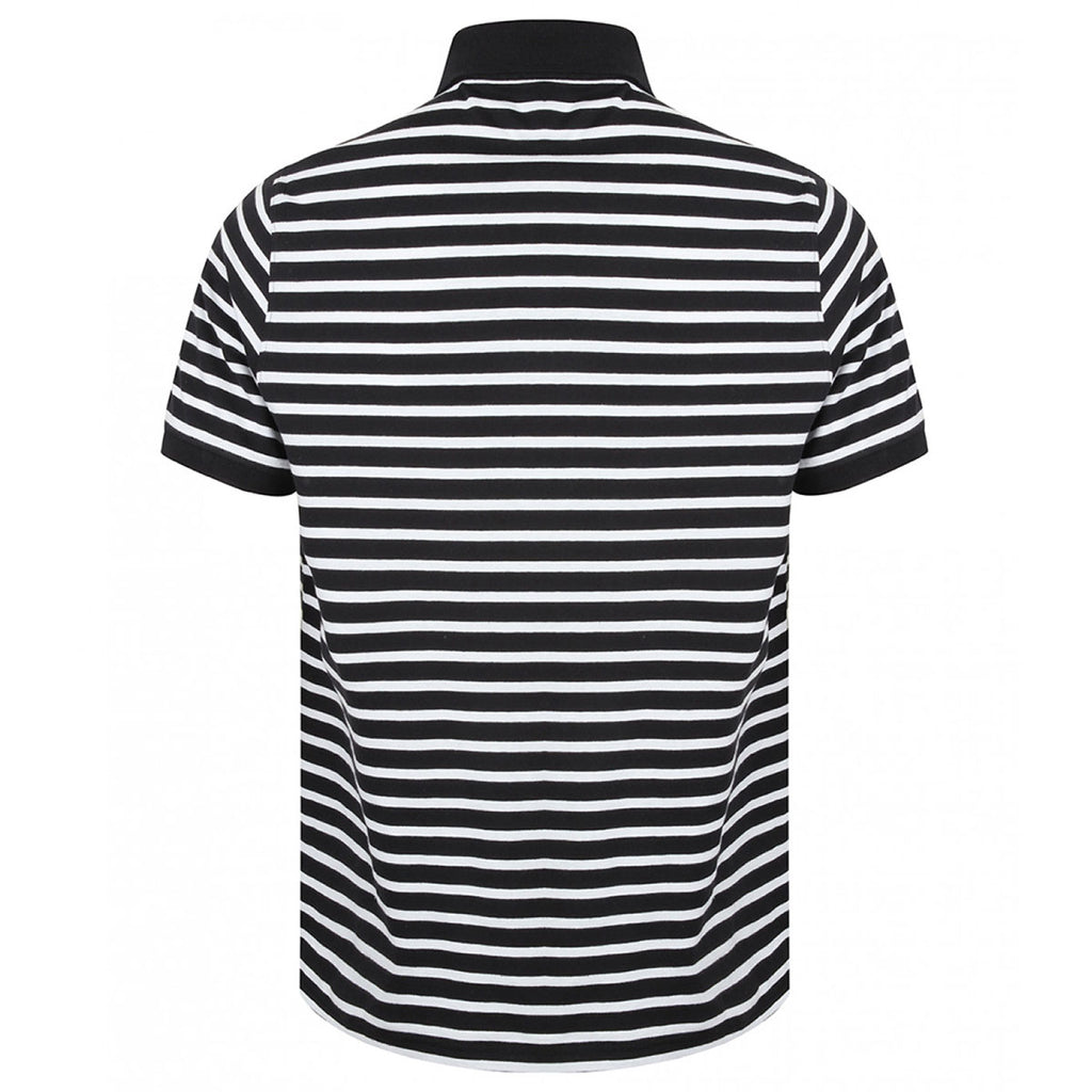 Front Row Men's Navy/White Striped Jersey Polo Shirt
