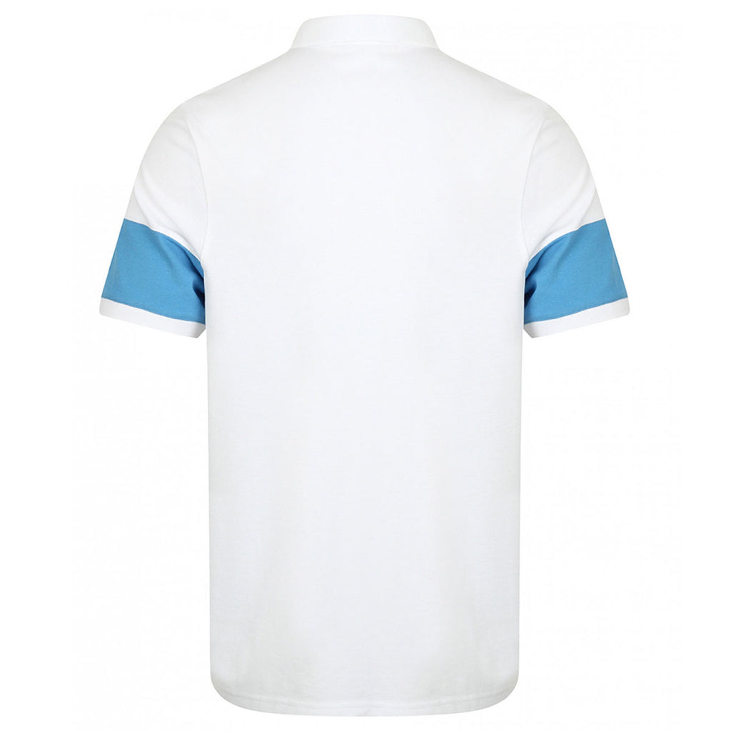Front Row Men's Marine/White Contrast Stretch Pique Polo Shirt