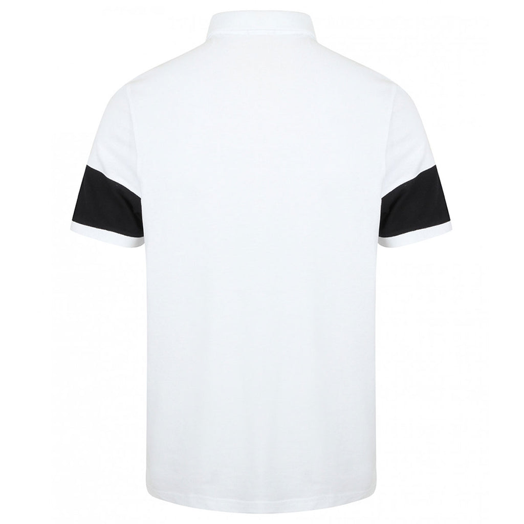 Front Row Men's Navy/White Contrast Stretch Pique Polo Shirt