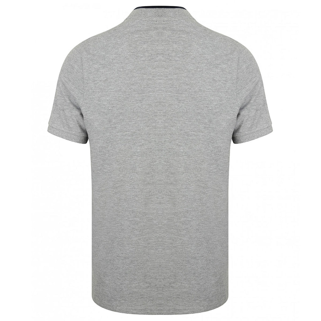 Front Row Men's Heather/Bright Navy Stand Collar Stretch Polo Shirt