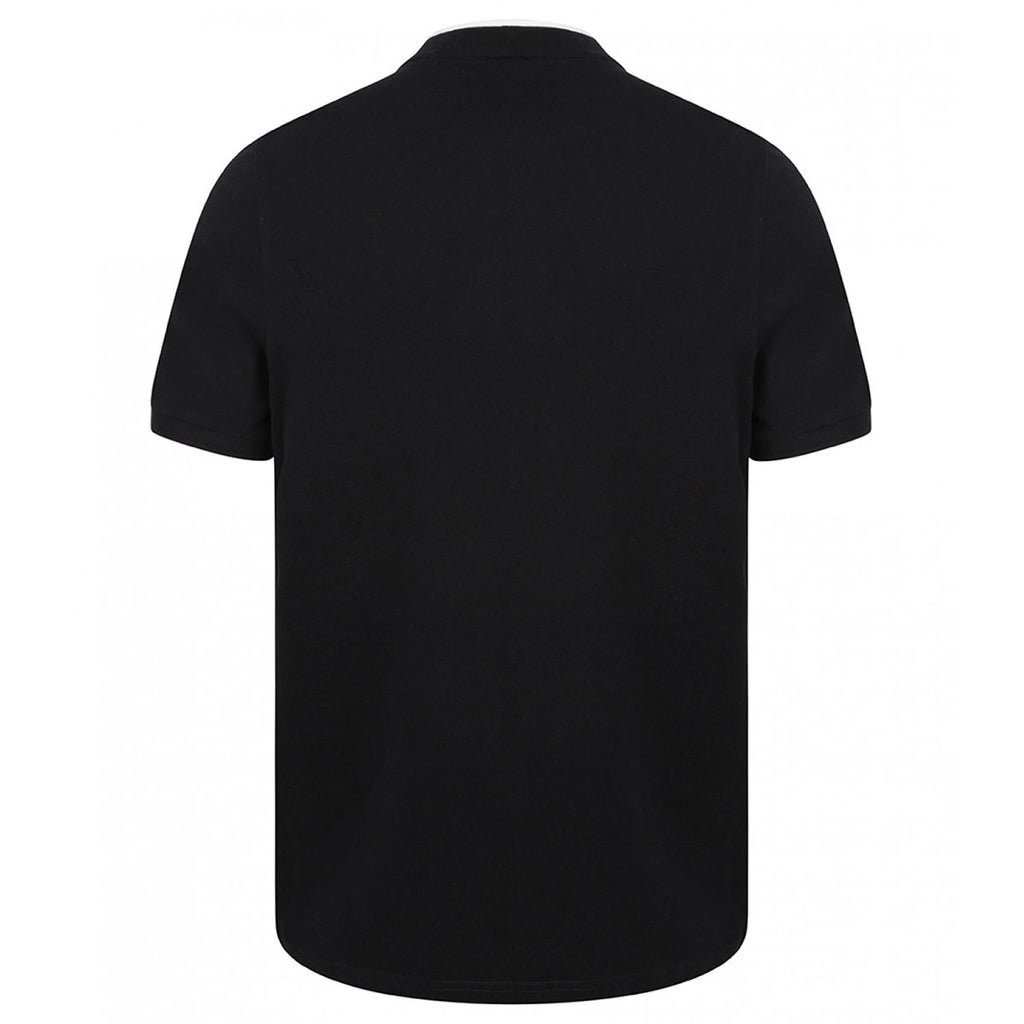 Front Row Men's Navy/White Stand Collar Stretch Polo Shirt