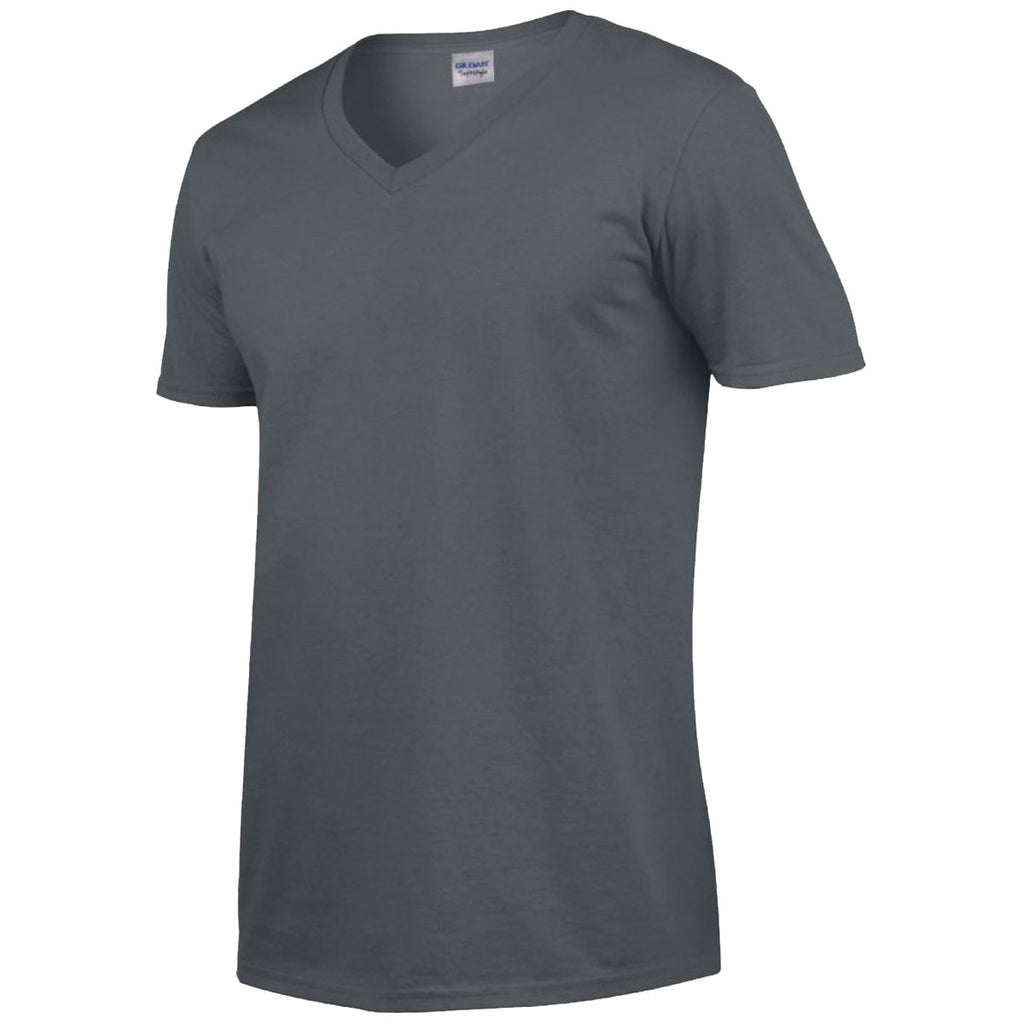 Gildan Men's Charcoal SoftStyle V Neck T-Shirt