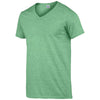 Gildan Men's Heather Irish Green SoftStyle V Neck T-Shirt