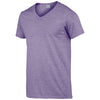 Gildan Men's Heather Purple SoftStyle V Neck T-Shirt