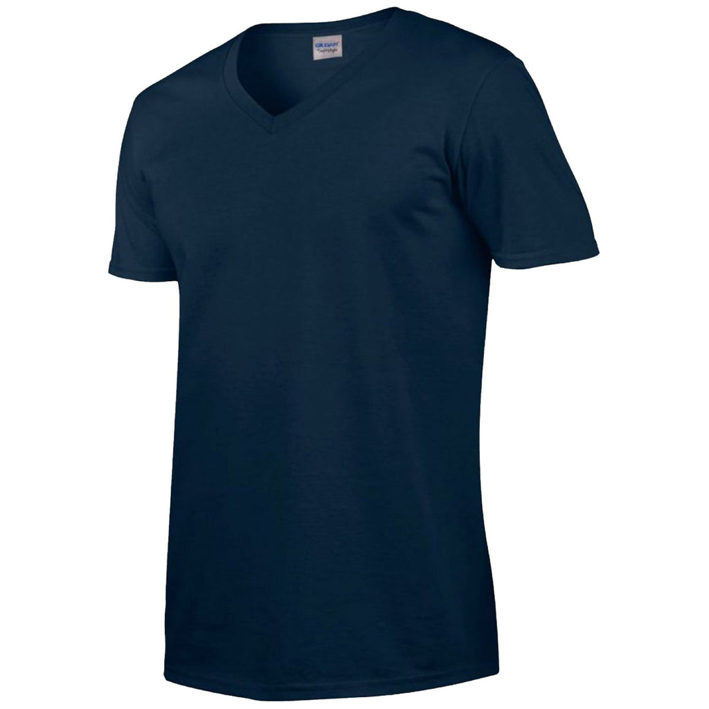 Gildan Men's Navy SoftStyle V Neck T-Shirt