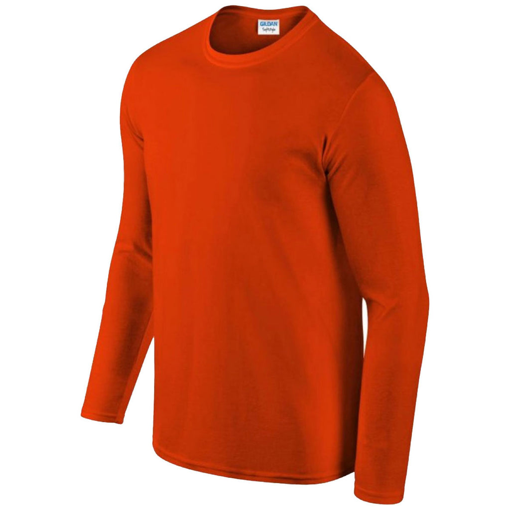 Gildan Men's Orange SoftStyle Long Sleeve T-Shirt