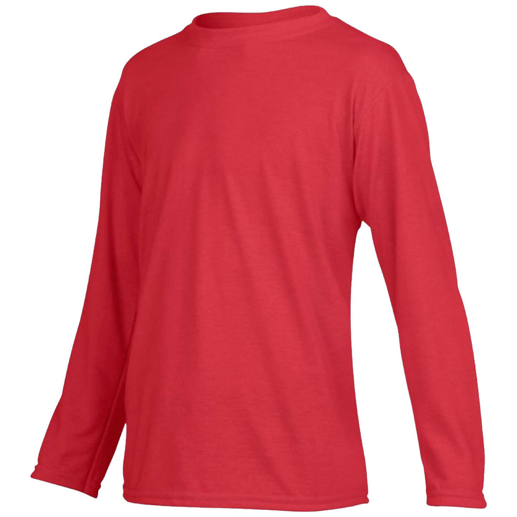Gildan Youth Red Performance Long Sleeve T-Shirt