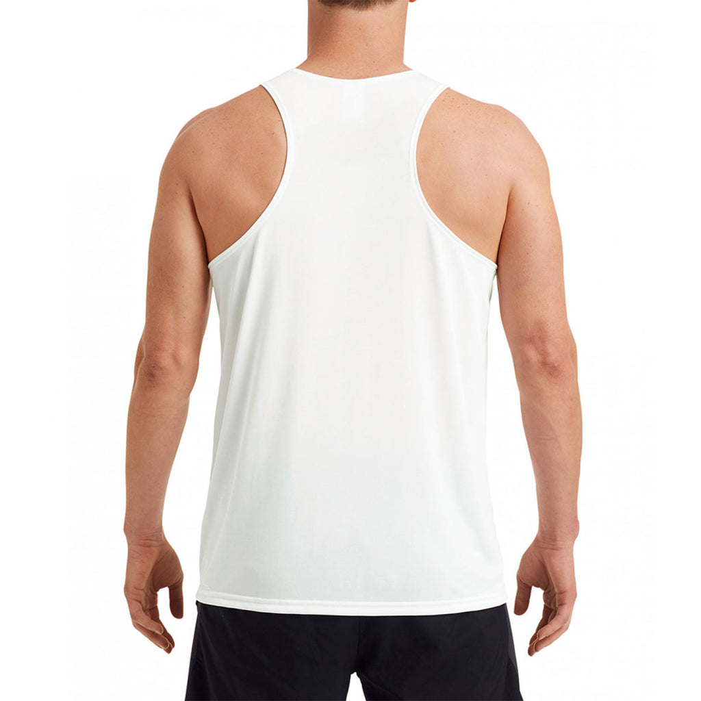 Gildan Men's White Performance Racer Back Singlet