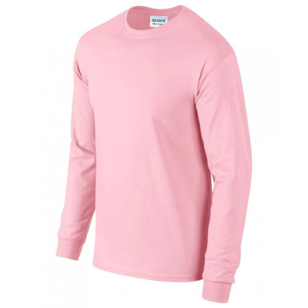 Gildan Men's Light Pink Ultra Cotton Long Sleeve T-Shirt