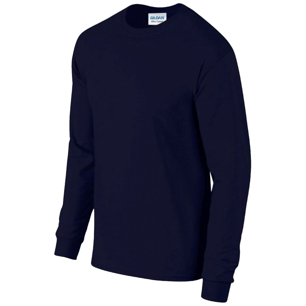 Gildan Men's Navy Ultra Cotton Long Sleeve T-Shirt