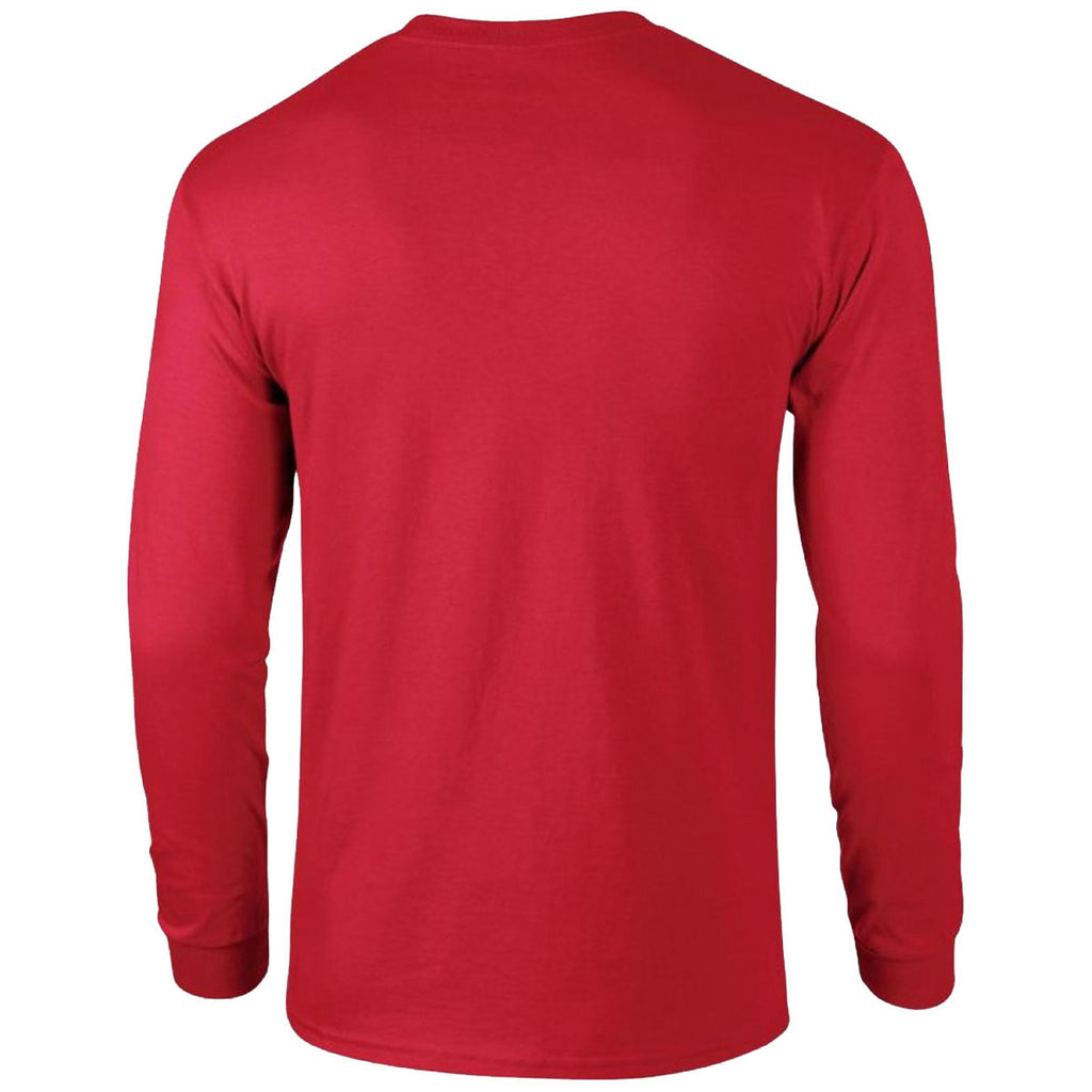 Gildan Men's Red Ultra Cotton Long Sleeve T-Shirt