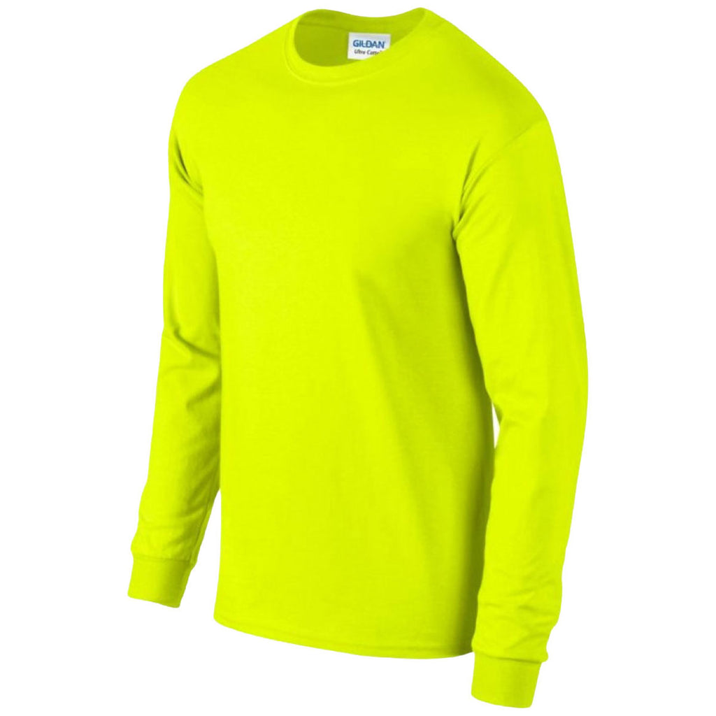 Gildan Men's Safety Green Ultra Cotton Long Sleeve T-Shirt
