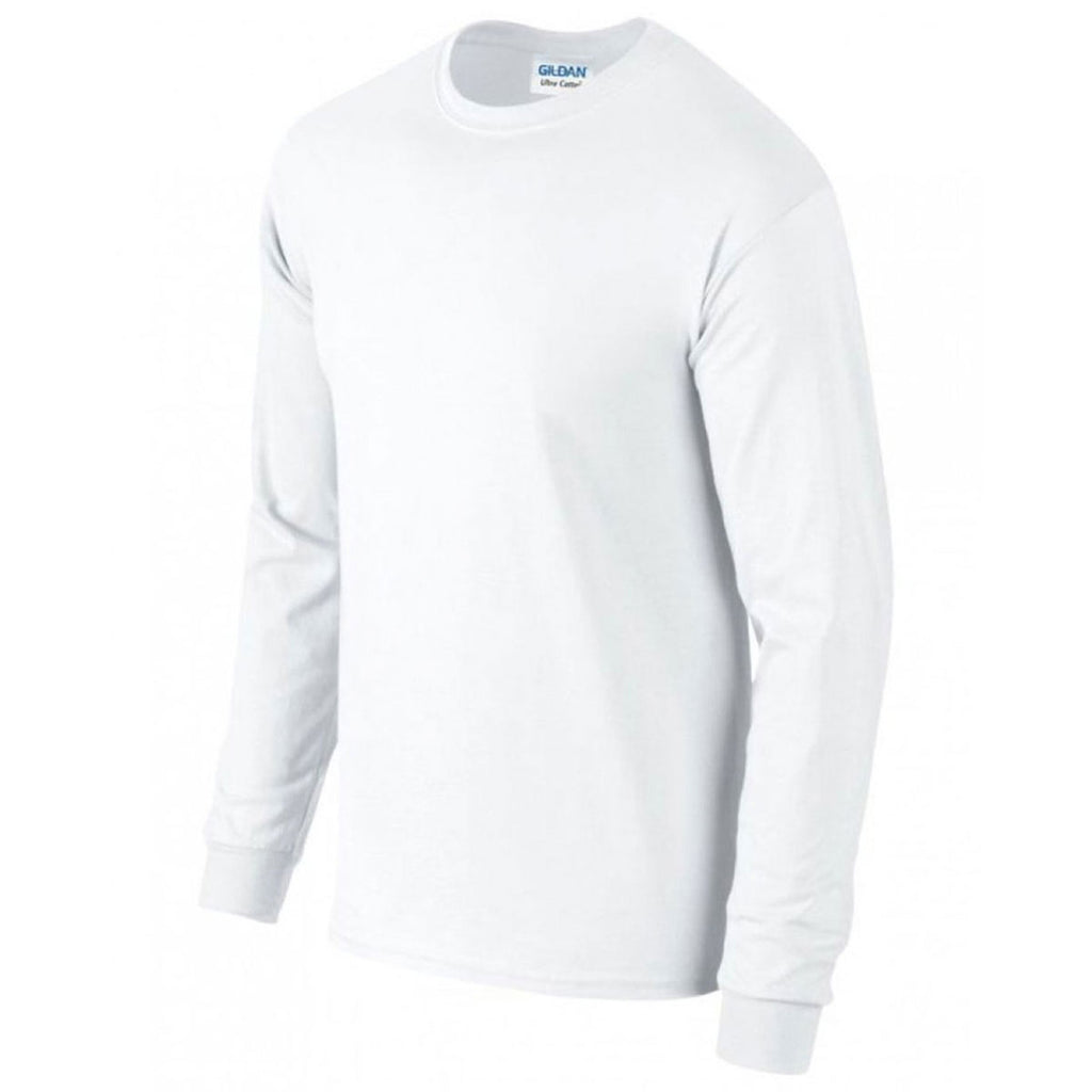 Gildan Men's White Ultra Cotton Long Sleeve T-Shirt