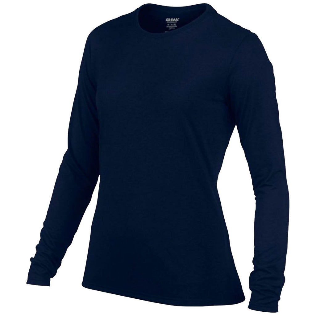 Gildan Women's Navy Performance Long Sleeve T-Shirt