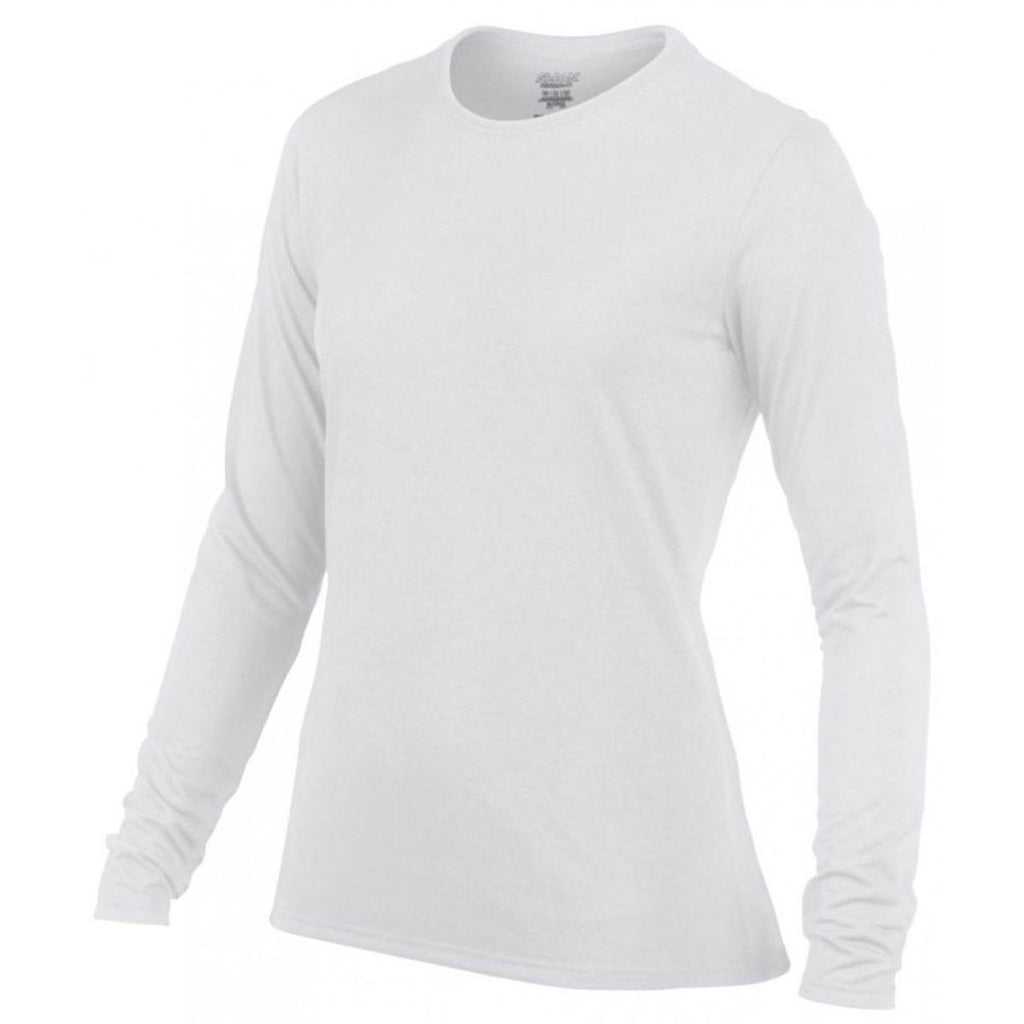 Gildan Women's White Performance Long Sleeve T-Shirt