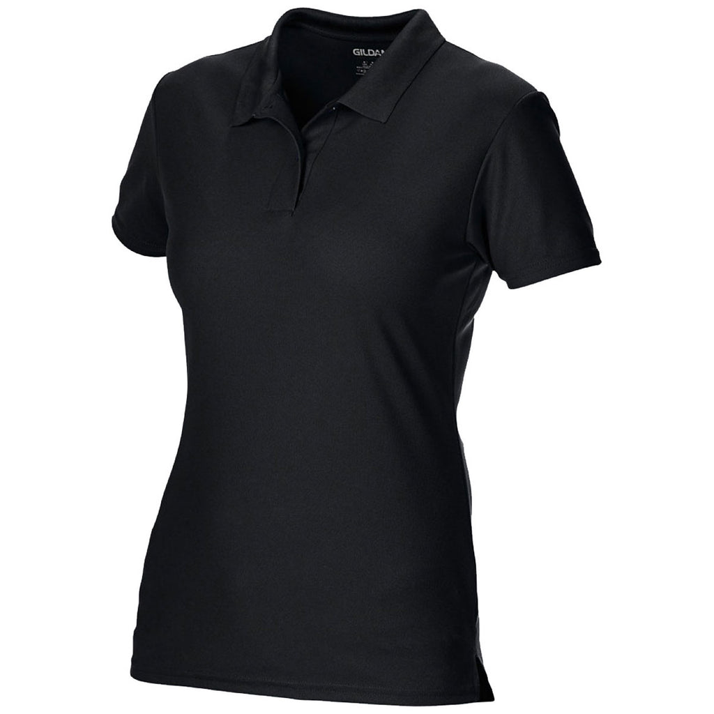 Gildan Women's Black Performance Double Pique Polo Shirt