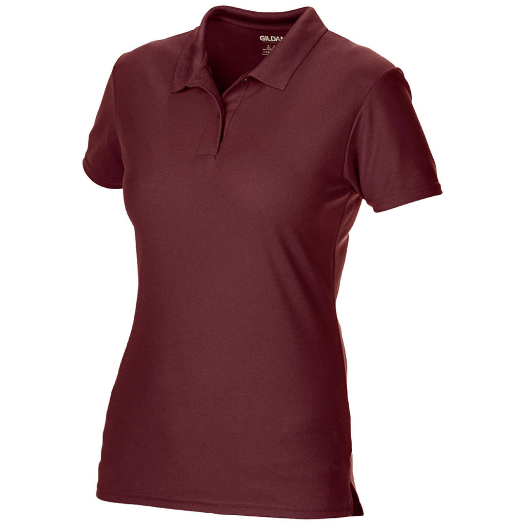 Gildan Women's Maroon Performance Double Pique Polo Shirt