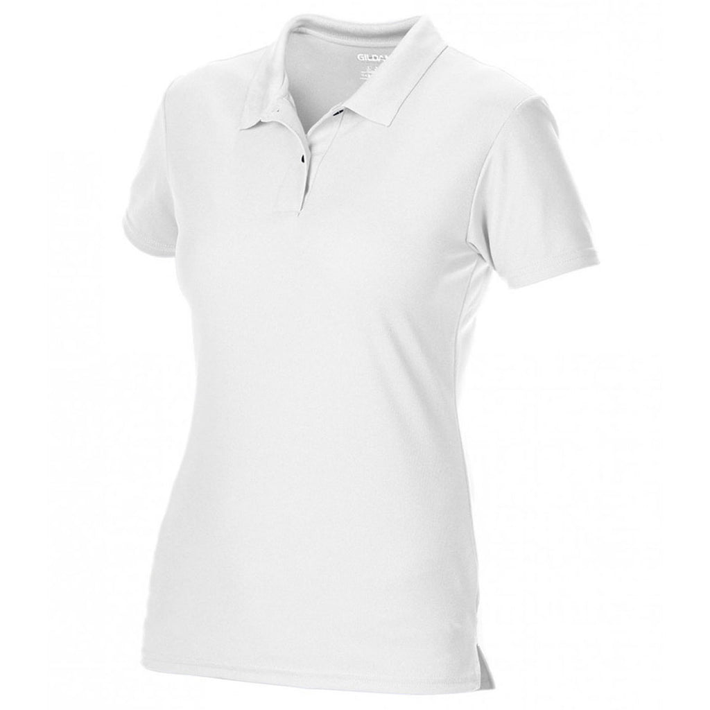 Gildan Women's White Performance Double Pique Polo Shirt