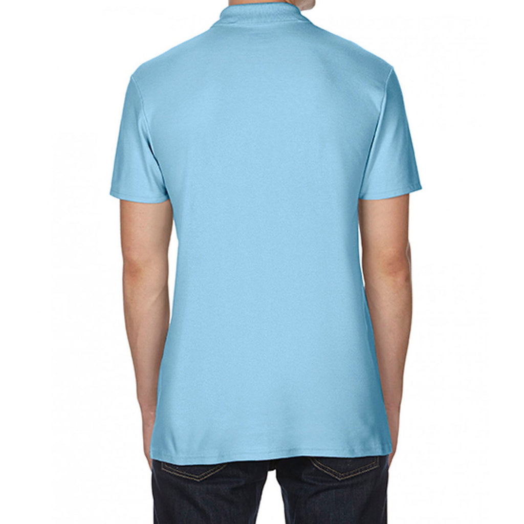 Gildan Men's Light Blue SoftStyle Double Pique Polo Shirt