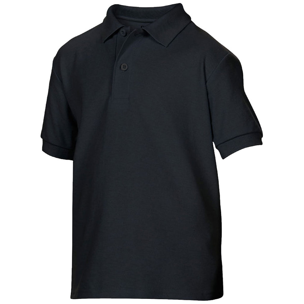 Gildan Youth Black DryBlend Double Pique Polo Shirt